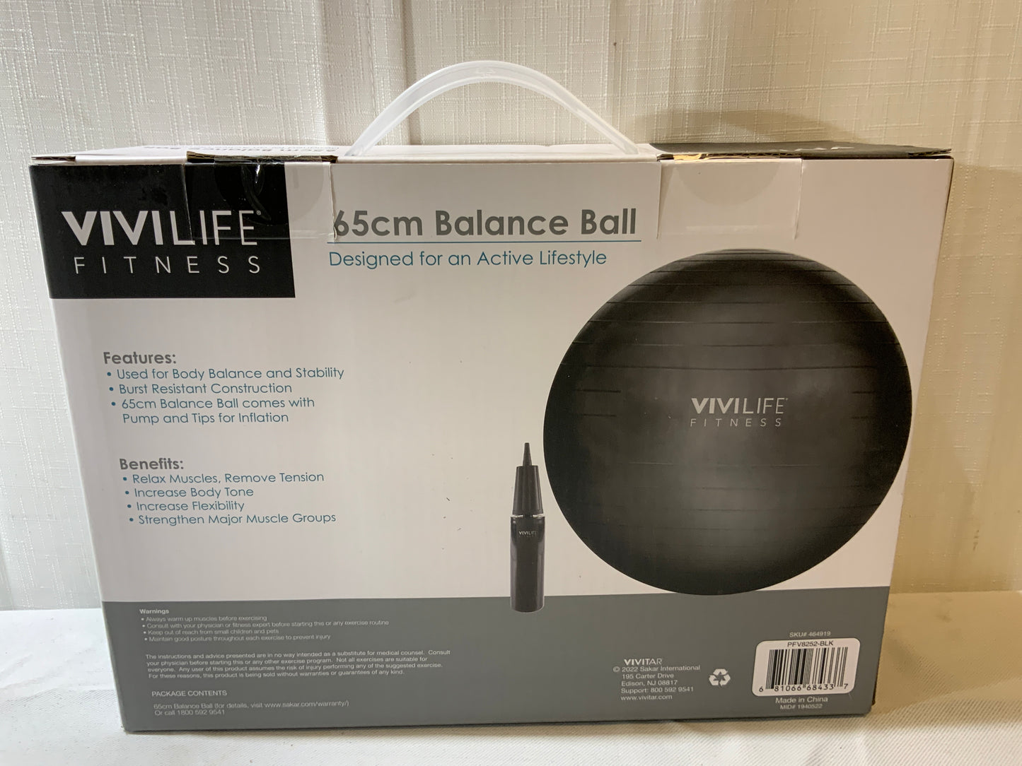 NEW Vivilife Fitness Stay Fit 65 cm Balance Ball