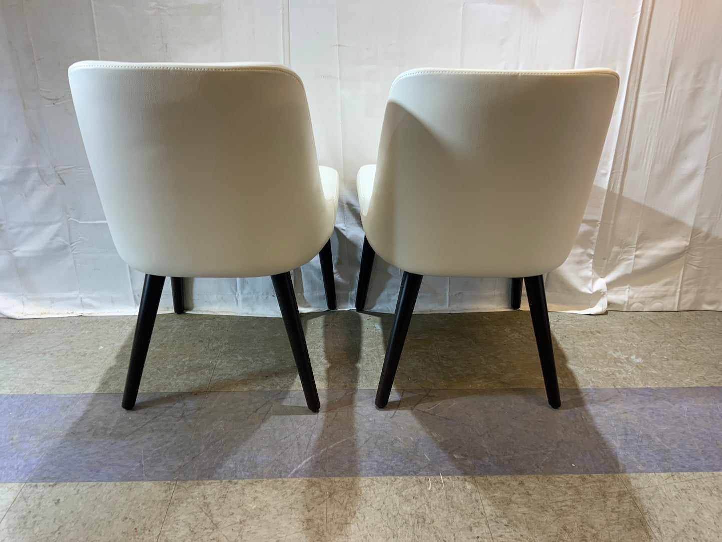 NEW Pair CHITA White Leather Mid Modern Style Dining Chairs