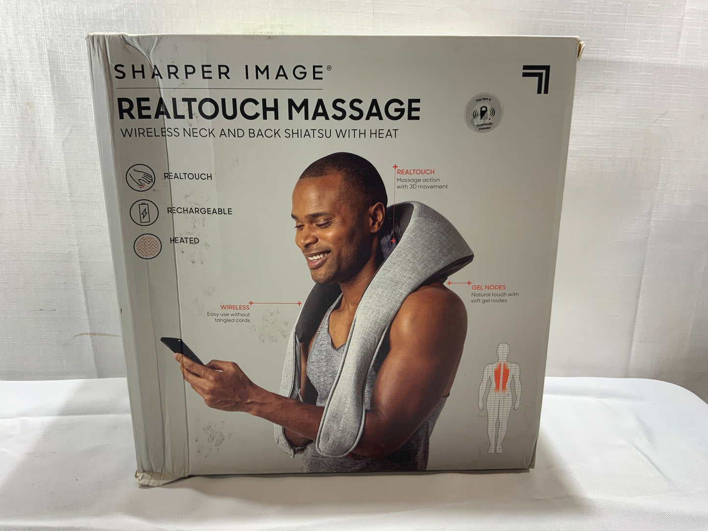 NEW Sharper Image Real Touch Massage Wireless Neck and Back Shiatsu with Heat